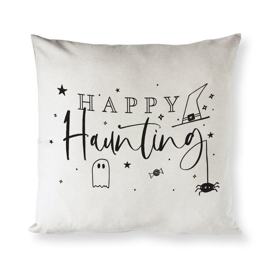 Happy Haunting Cotton Canvas Halloween Pillow Cover