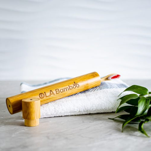 Bamboo toothbrush travel case