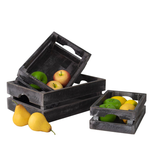 Nesting Rustic Storage Crates | Decorative Storage Crates (Set of 3)
