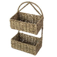 Load image into Gallery viewer, 2-Tier Rectangle Wicker Wall Hanging Storage Basket Organizer