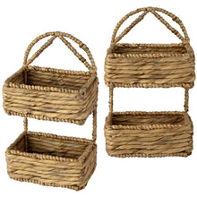 Load image into Gallery viewer, 2-Tier Rectangle Wicker Wall Hanging Storage Basket Organizer